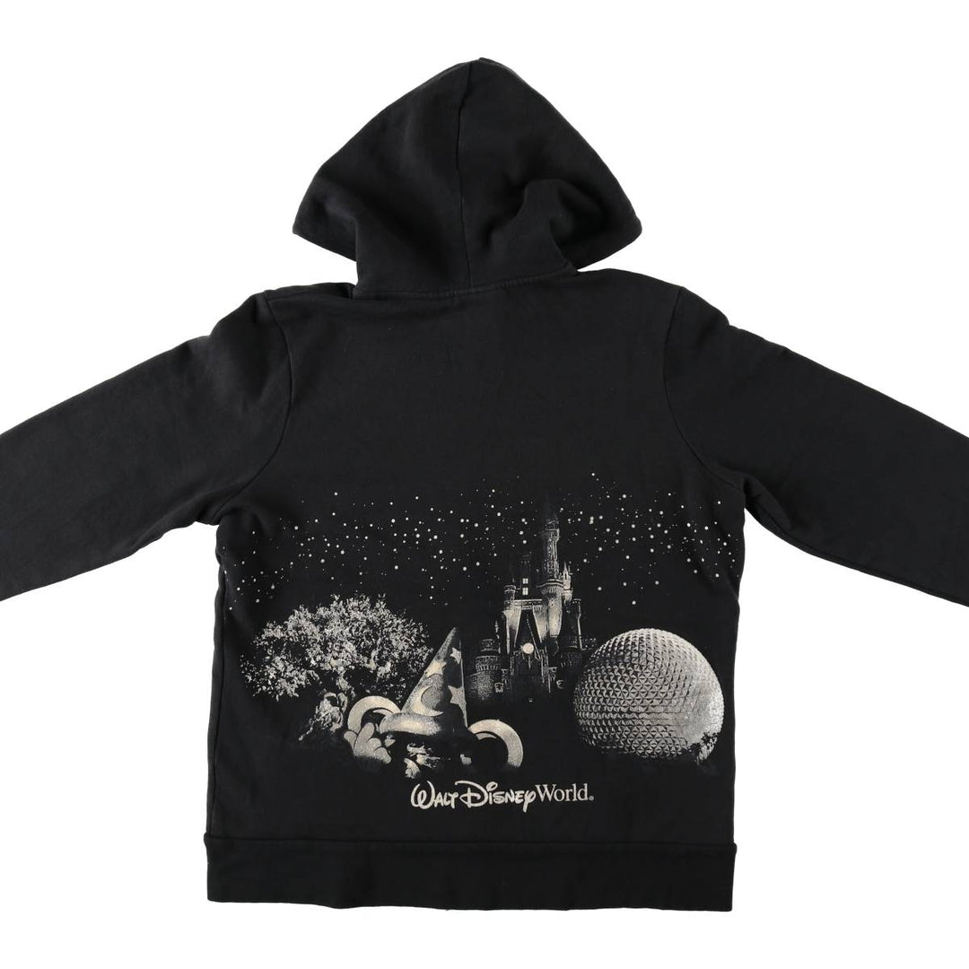 DISNEY PARKS Sweat Full-Zip Hoodie, Women's Size XL (approx.) cotton black type Vintage Second Hand