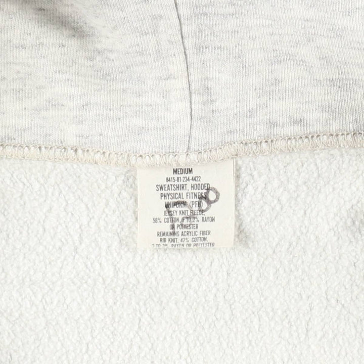 1990'S US Army Military Issue Full-Zip Sweatshirt Hoodie, Made in USA, Medium Size (equivalent to Women's M), Vintage cotton gray type Vintage Second Hand