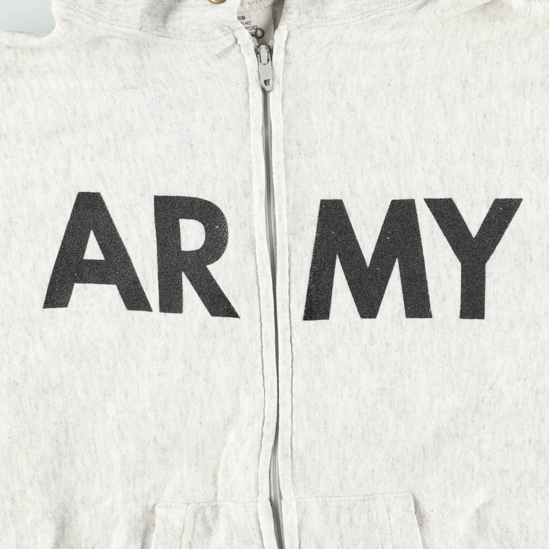 1990'S US Army Military Issue Full-Zip Sweatshirt Hoodie, Made in USA, Medium Size (equivalent to Women's M), Vintage cotton gray type Vintage Second Hand