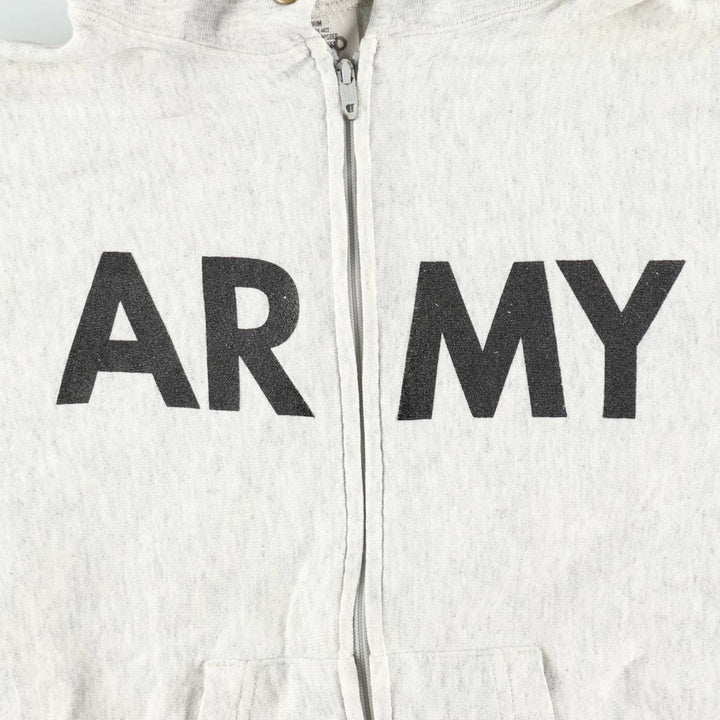 1990'S US Army Military Issue Full-Zip Sweatshirt Hoodie, Made in USA, Medium Size (equivalent to Women's M), Vintage cotton gray type Vintage Second Hand