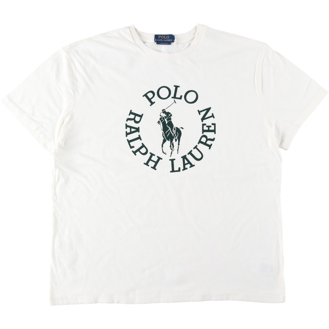 Ralph Lauren POLO RALPH LAUREN CLASSIC FIT short-sleeved logo T-shirt, men's size XL cotton white type Vintage Second Hand