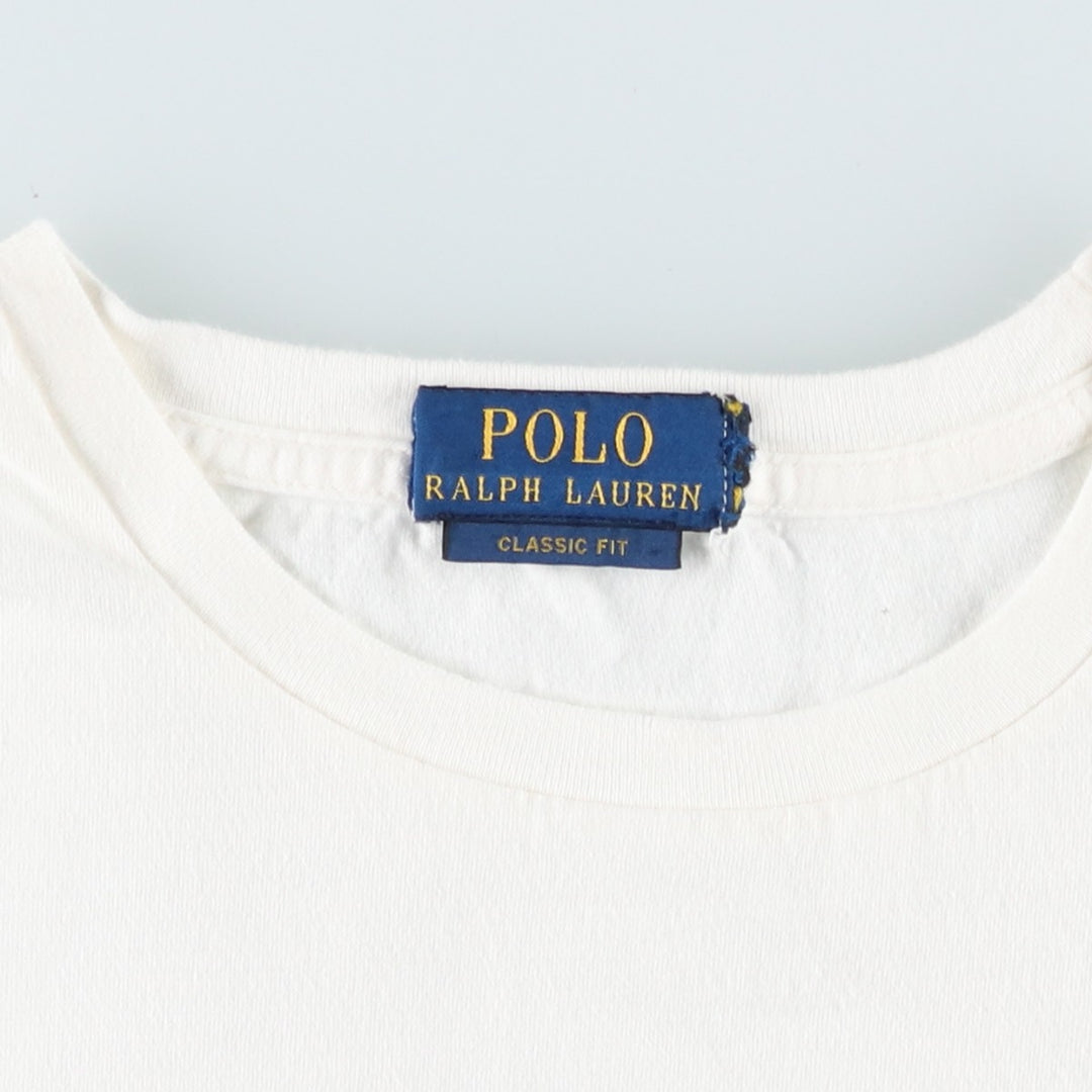 Ralph Lauren POLO RALPH LAUREN CLASSIC FIT short-sleeved logo T-shirt, men's size XL cotton white type Vintage Second Hand