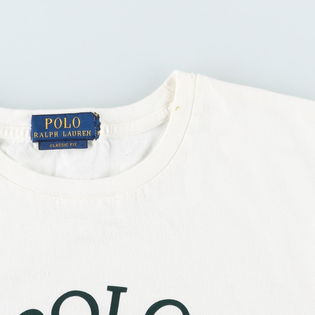 Ralph Lauren POLO RALPH LAUREN CLASSIC FIT short-sleeved logo T-shirt, men's size XL cotton white type Vintage Second Hand