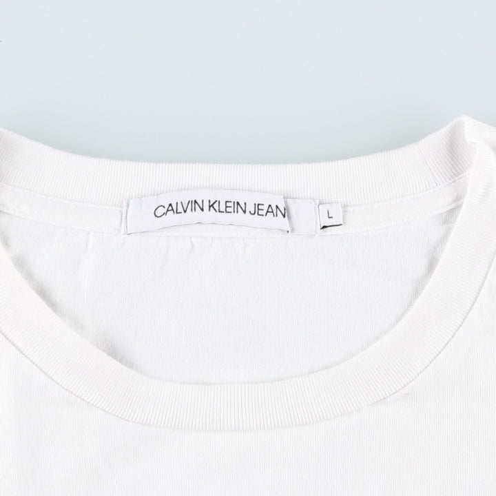 Calvin Klein Jeans Short Sleeve Logo T-Shirt, Men's Size L cotton white type Vintage Second Hand