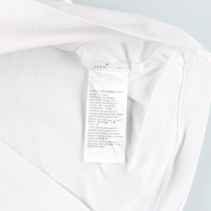 Calvin Klein Jeans Short Sleeve Logo T-Shirt, Men's Size L cotton white type Vintage Second Hand