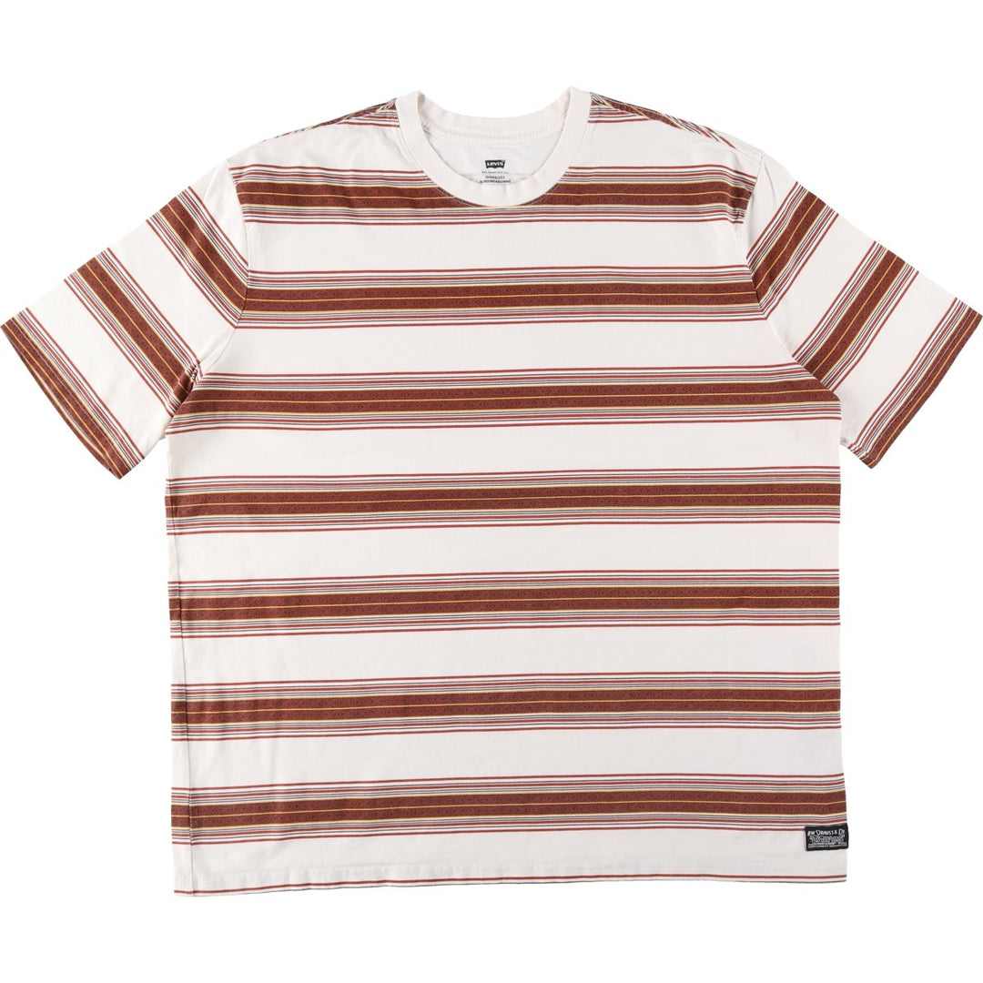 Levi's Multi-Border Short Sleeve Striped T-Shirt, Men's Size L cotton white type Vintage Second Hand