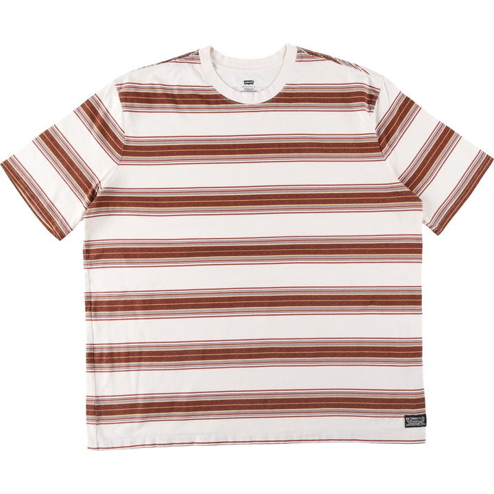 Levi's Multi-Border Short Sleeve Striped T-Shirt, Men's Size L cotton white type Vintage Second Hand