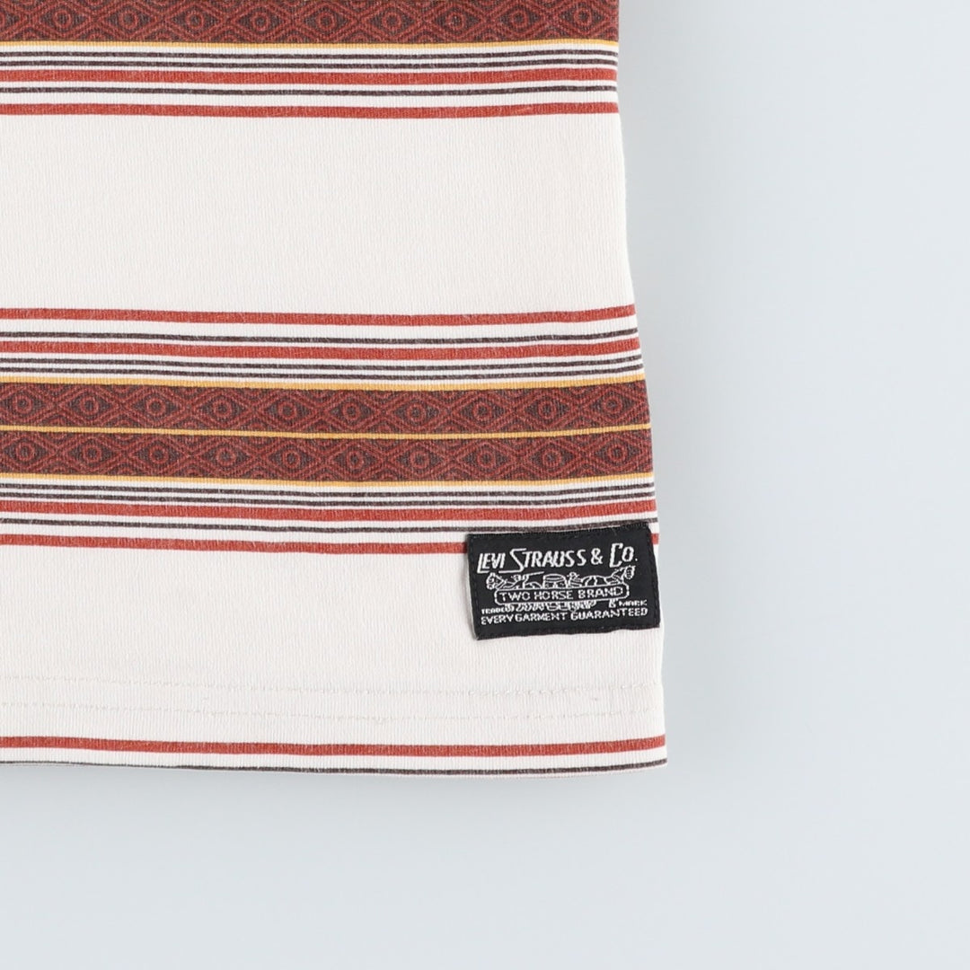 Levi's Multi-Border Short Sleeve Striped T-Shirt, Men's Size L cotton white type Vintage Second Hand