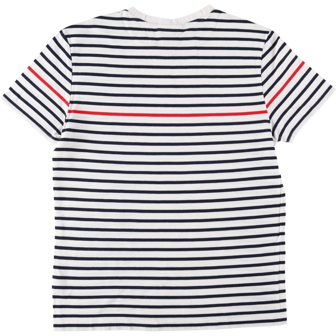 Lacoste SLIM FIT Short-Sleeve Striped T-Shirt, Men's Size XL (approx.) cotton white type Vintage Second Hand