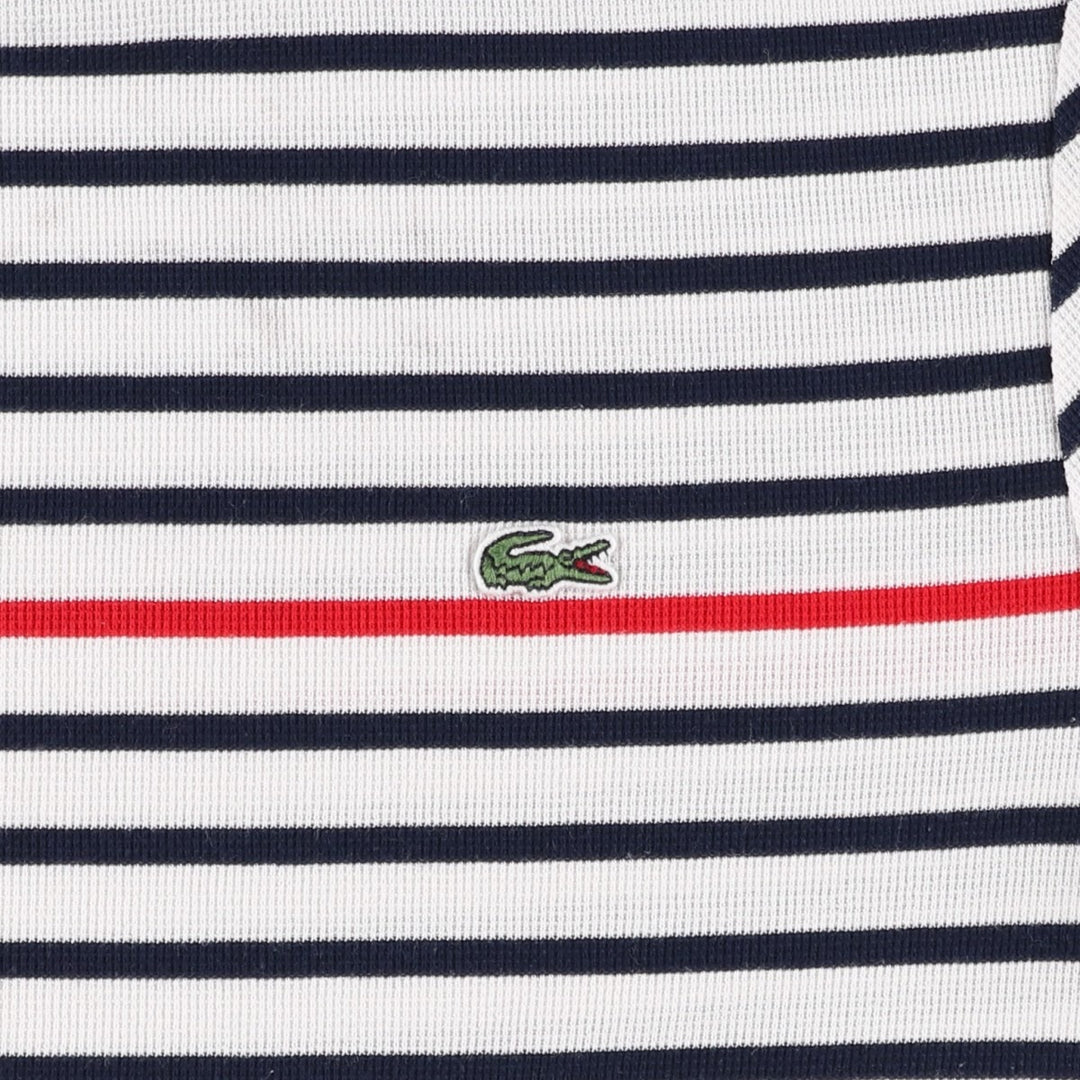 Lacoste SLIM FIT Short-Sleeve Striped T-Shirt, Men's Size XL (approx.) cotton white type Vintage Second Hand