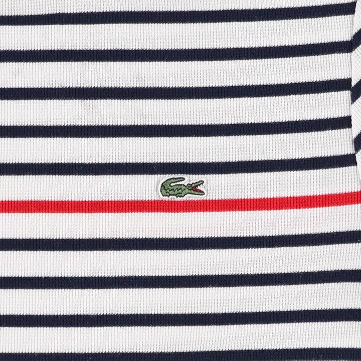 Lacoste SLIM FIT Short-Sleeve Striped T-Shirt, Men's Size XL (approx.) cotton white type Vintage Second Hand