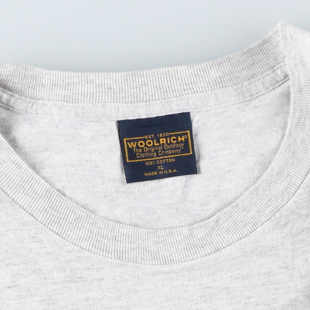 Woolrich WOOLRICH Short-Sleeve Logo T-Shirt, Made in USA, Men's Size XL (approx.) cotton gray type Vintage Second Hand