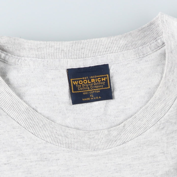 Woolrich WOOLRICH Short-Sleeve Logo T-Shirt, Made in USA, Men's Size XL (approx.) cotton gray type Vintage Second Hand