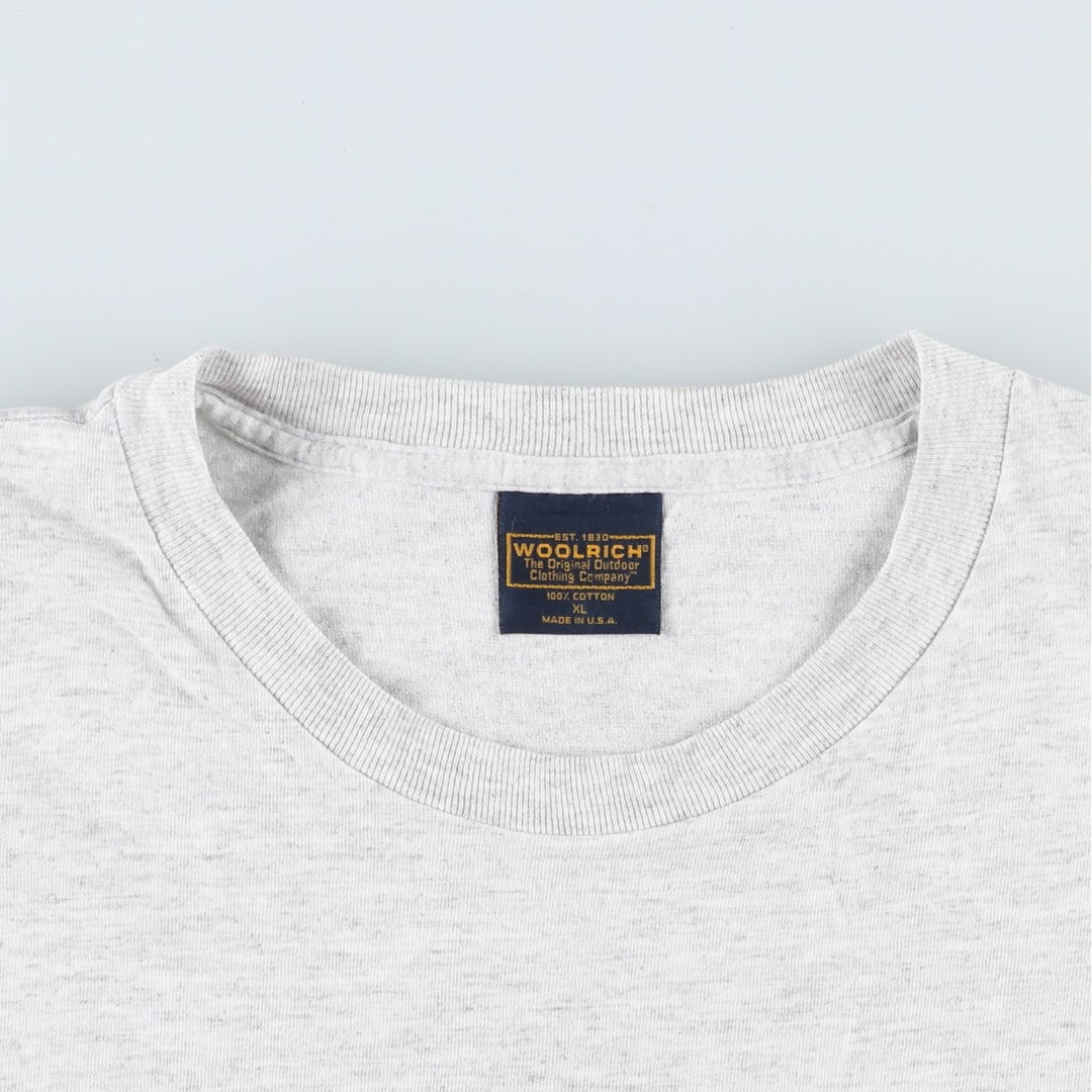Woolrich WOOLRICH Short-Sleeve Logo T-Shirt, Made in USA, Men's Size XL (approx.) cotton gray type Vintage Second Hand