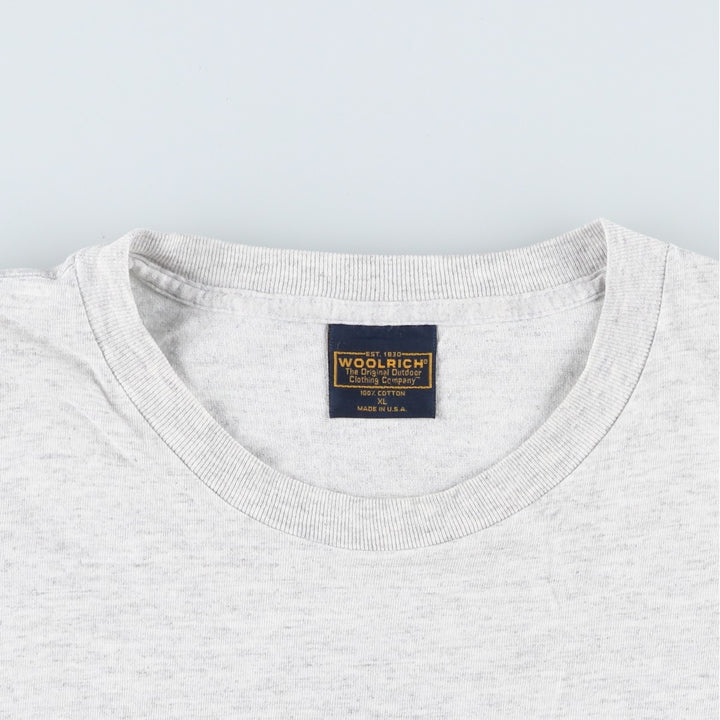 Woolrich WOOLRICH Short-Sleeve Logo T-Shirt, Made in USA, Men's Size XL (approx.) cotton gray type Vintage Second Hand