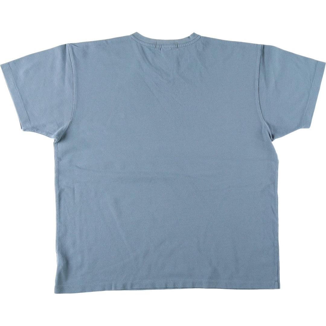 Ralph Lauren POLO by Ralph Lauren pique V-neck short-sleeved T-shirt with a single logo, men's size L equivalent. cotton blue type Vintage Second Hand