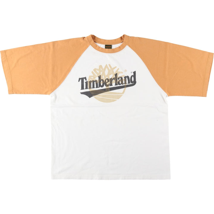 Timberland Short-Sleeve Logo T-Shirt, Men's Size XL (approx.) cotton white type Vintage Second Hand
