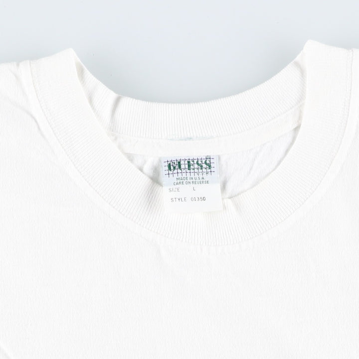 90'S GUESS Short-Sleeve Logo T-Shirt, Made in USA, Men's Size L (Equivalent), Vintage cotton white type Vintage Second Hand