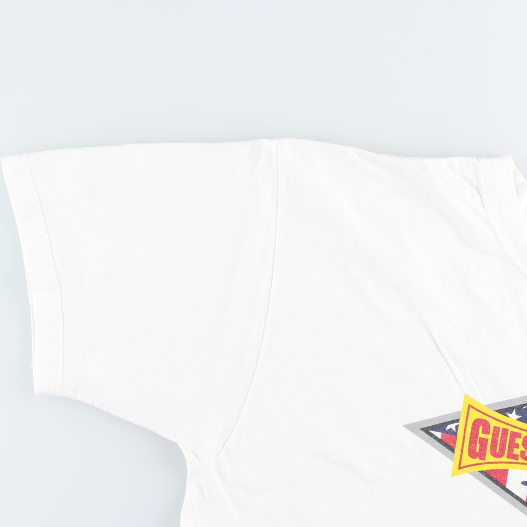 90'S GUESS Short-Sleeve Logo T-Shirt, Made in USA, Men's Size L (Equivalent), Vintage cotton white type Vintage Second Hand