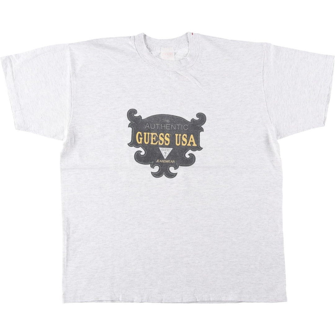 Guess Short-Sleeve Printed T-Shirt, Men's Size L (approx.) cotton gray type Vintage Second Hand