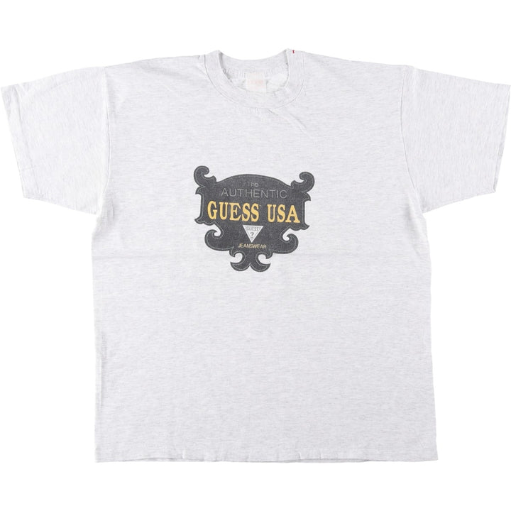 Guess Short-Sleeve Printed T-Shirt, Men's Size L (approx.) cotton gray type Vintage Second Hand