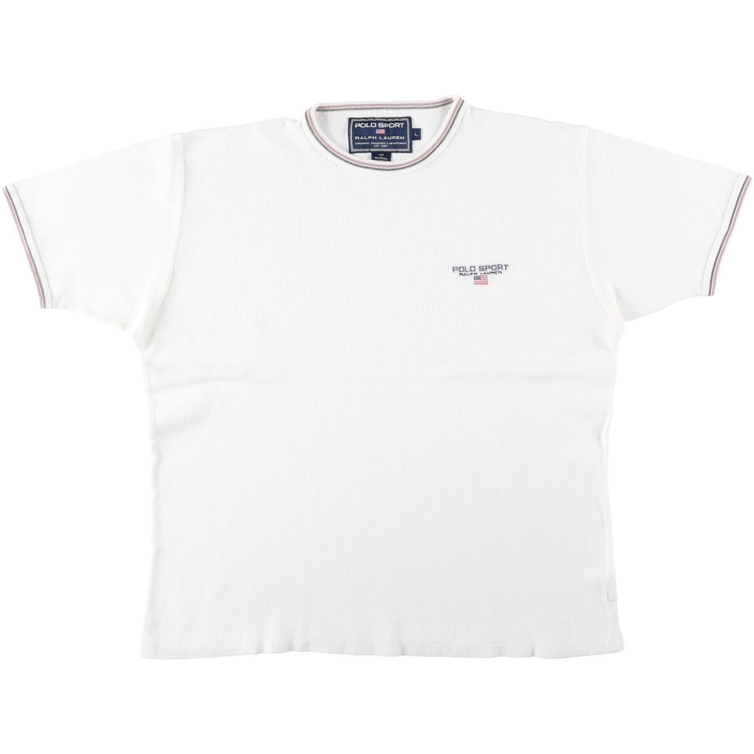 Ralph Lauren POLO SPORT Short-Sleeve T-Shirt with One-Point Logo, Men's Size L (approx.) cotton white type Vintage Second Hand