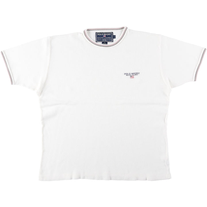 Ralph Lauren POLO SPORT Short-Sleeve T-Shirt with One-Point Logo, Men's Size L (approx.) cotton white type Vintage Second Hand
