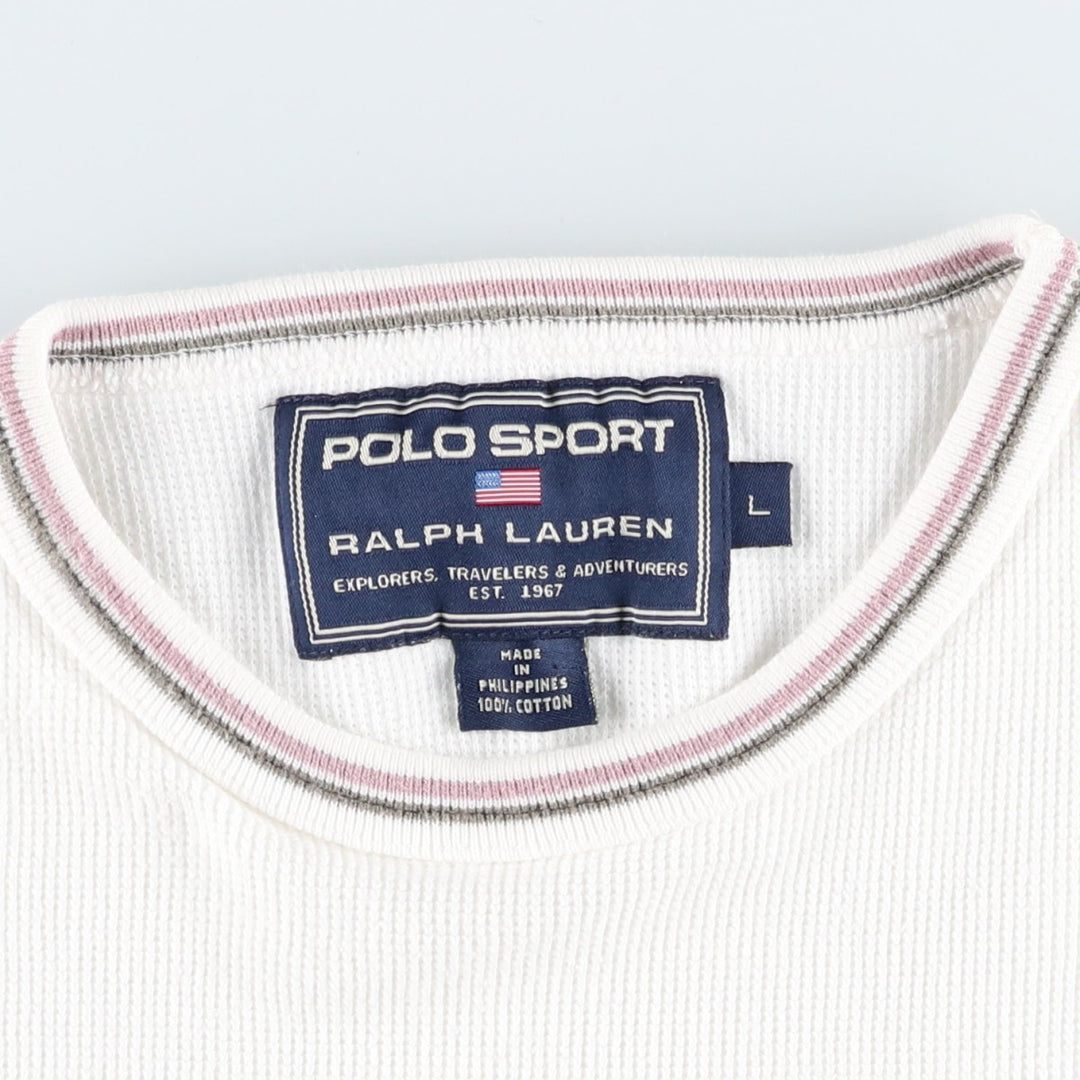 Ralph Lauren POLO SPORT Short-Sleeve T-Shirt with One-Point Logo, Men's Size L (approx.) cotton white type Vintage Second Hand