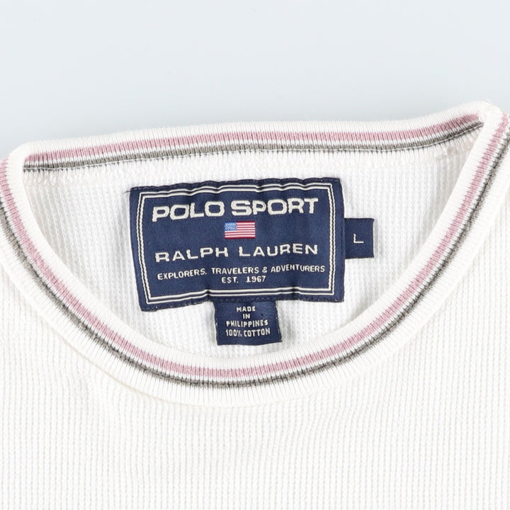 Ralph Lauren POLO SPORT Short-Sleeve T-Shirt with One-Point Logo, Men's Size L (approx.) cotton white type Vintage Second Hand