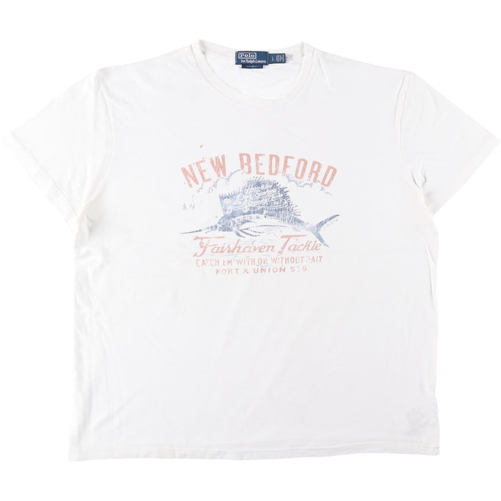 Ralph Lauren POLO by Ralph Lauren CLASSIC FIT Short-Sleeve Printed T-Shirt, Men's Size L (approx.) cotton white type Vintage Second Hand