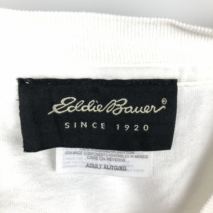 Eddie Bauer Short-Sleeve Printed T-Shirt, Men's Size XL (approx.) cotton white type Vintage Second Hand