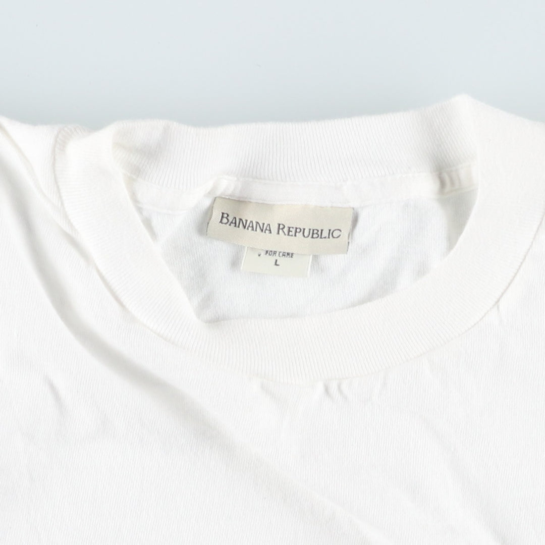 90'S Banana Republic Short-Sleeve Printed T-Shirt, Men's Size L (Equivalent), Vintage cotton white type Vintage Second Hand