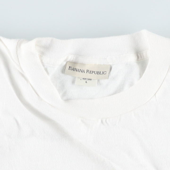 90'S Banana Republic Short-Sleeve Printed T-Shirt, Men's Size L (Equivalent), Vintage cotton white type Vintage Second Hand