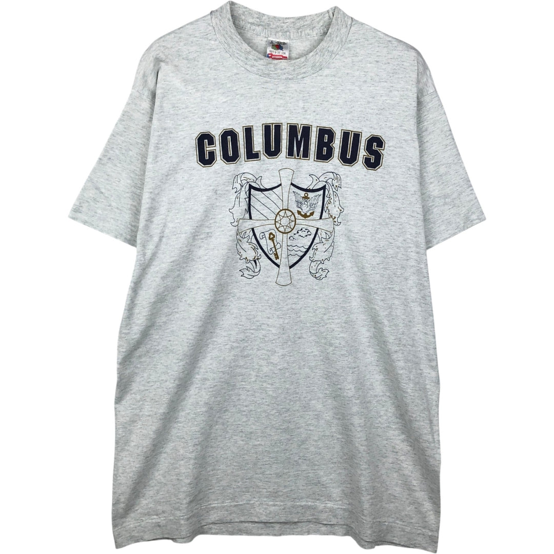 90'S Fruit of the Loom printed T-shirt, made in the USA, men's size L, vintage cotton gray type Vintage Second Hand