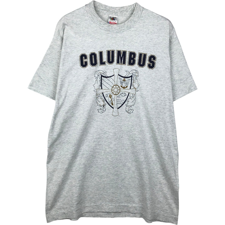 90'S Fruit of the Loom printed T-shirt, made in the USA, men's size L, vintage cotton gray type Vintage Second Hand