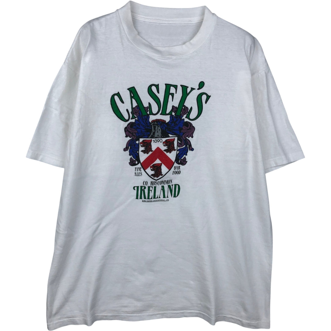 80'S style printed T-shirt, men's size XL. unclear white type Vintage Second Hand
