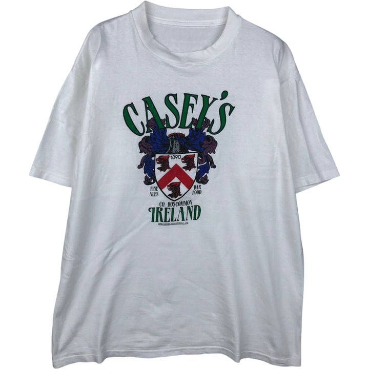 80'S style printed T-shirt, men's size XL. unclear white type Vintage Second Hand