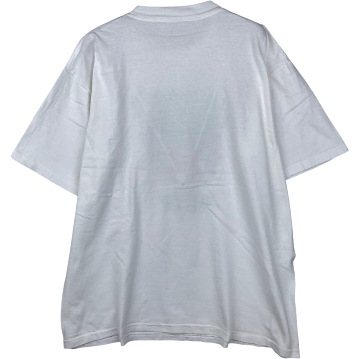 80'S style printed T-shirt, men's size XL. unclear white type Vintage Second Hand