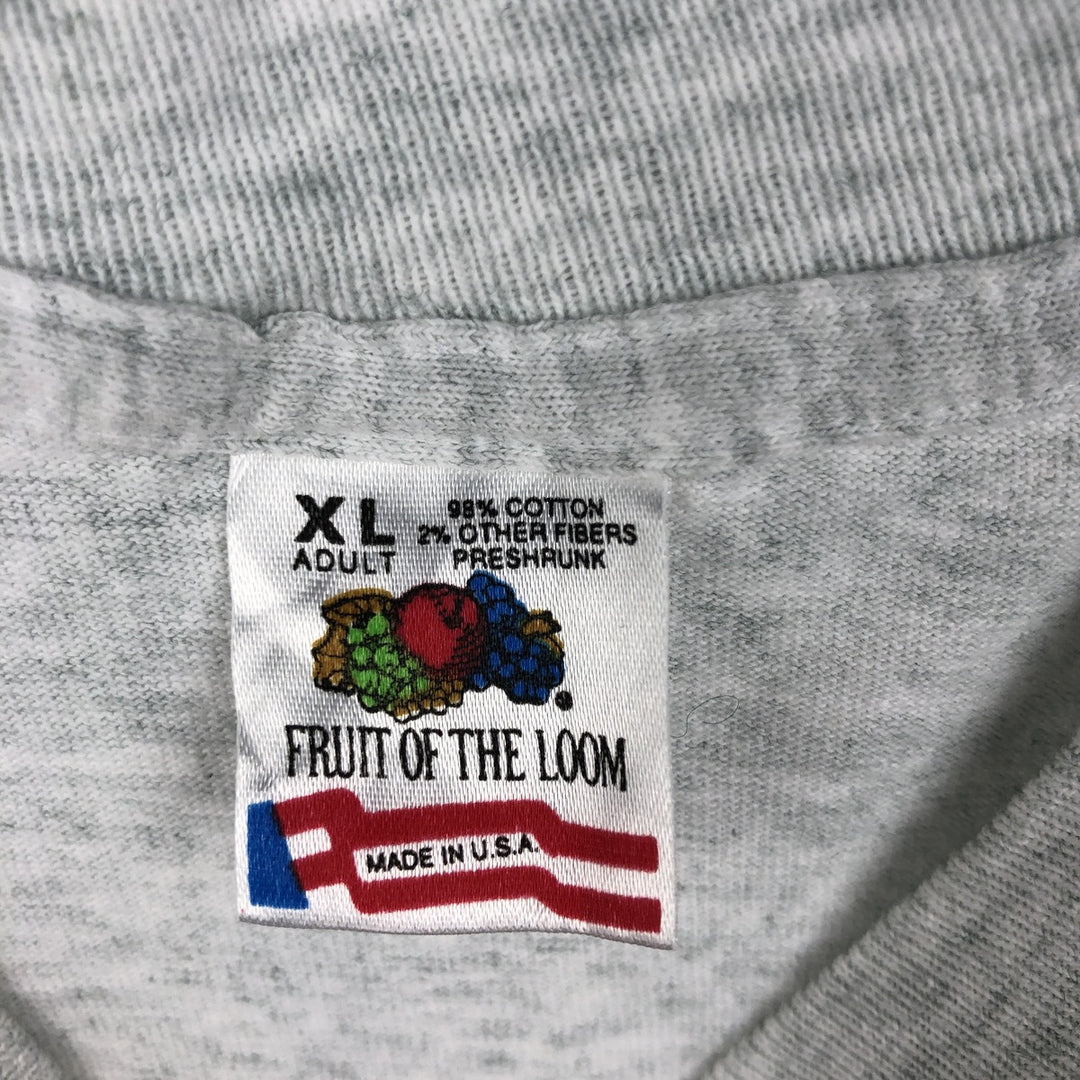 90'S Fruit of the Loom printed T-shirt, made in the USA, men's XL size, vintage cotton gray type Vintage Second Hand