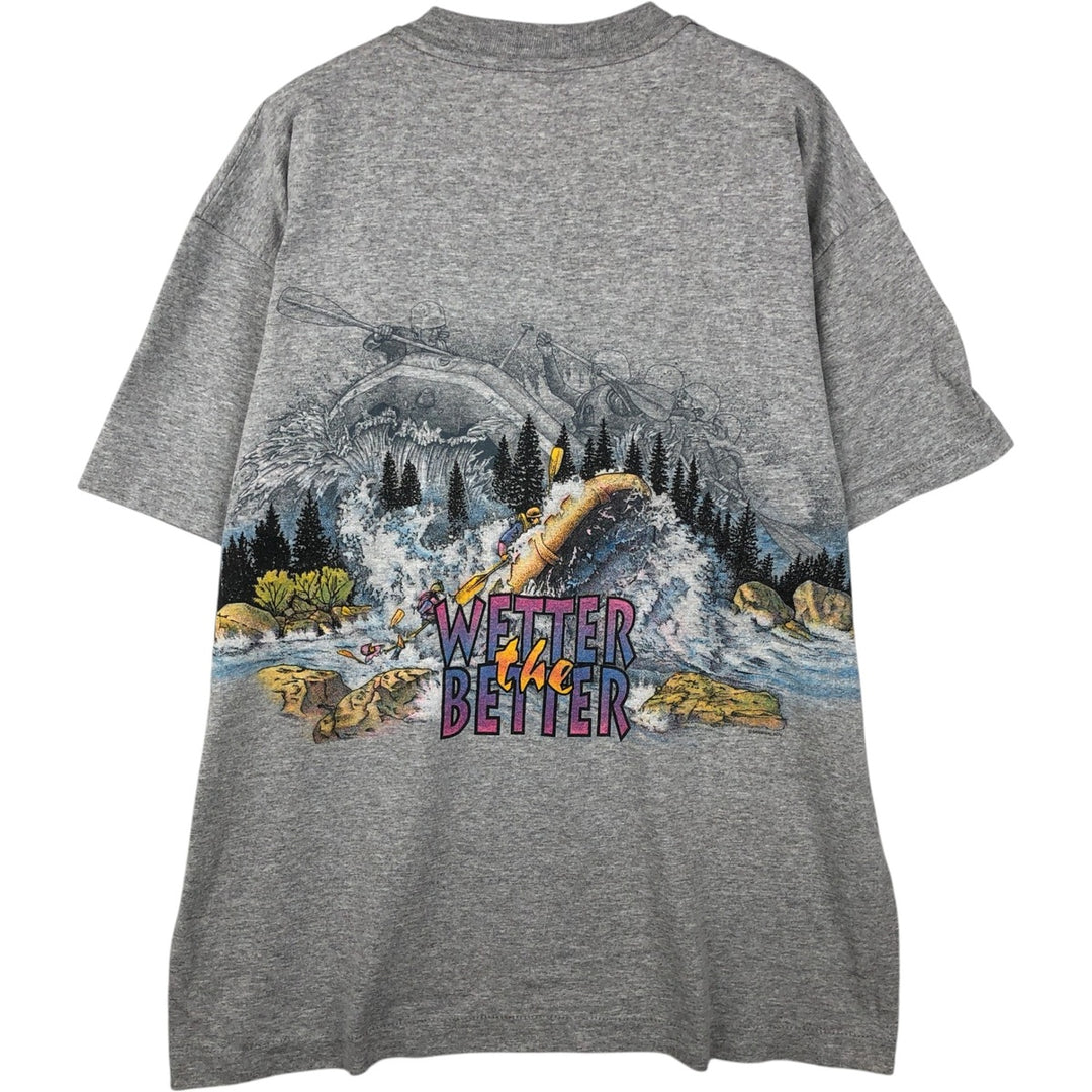 90'S Anvil Printed T-shirt, Made in USA, Men's L size, Vintage cotton gray type Vintage Second Hand