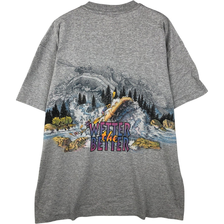 90'S Anvil Printed T-shirt, Made in USA, Men's L size, Vintage cotton gray type Vintage Second Hand