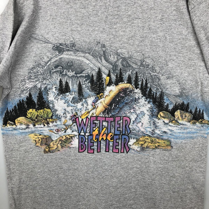 90'S Anvil Printed T-shirt, Made in USA, Men's L size, Vintage cotton gray type Vintage Second Hand