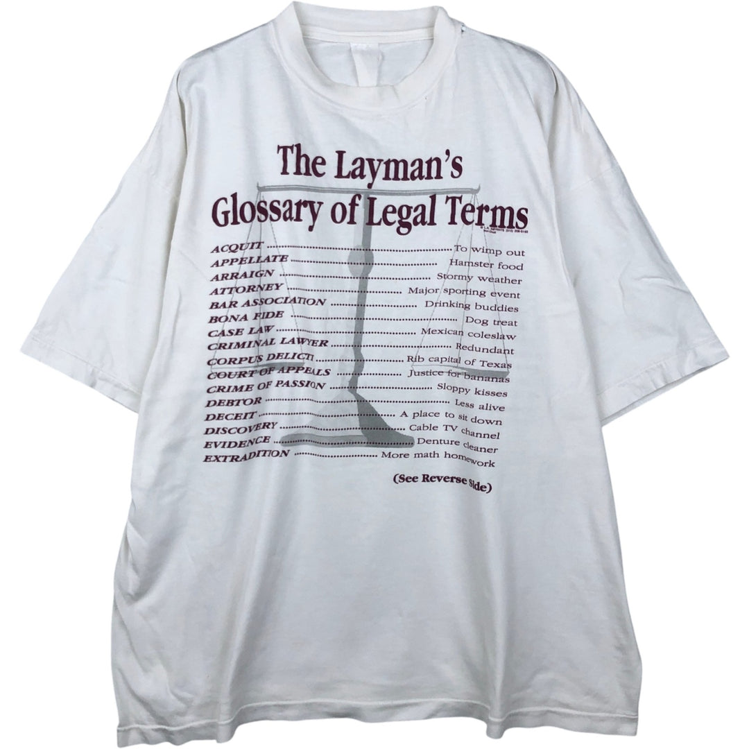 Printed T-shirt, men's size XL unclear white type Vintage Second Hand