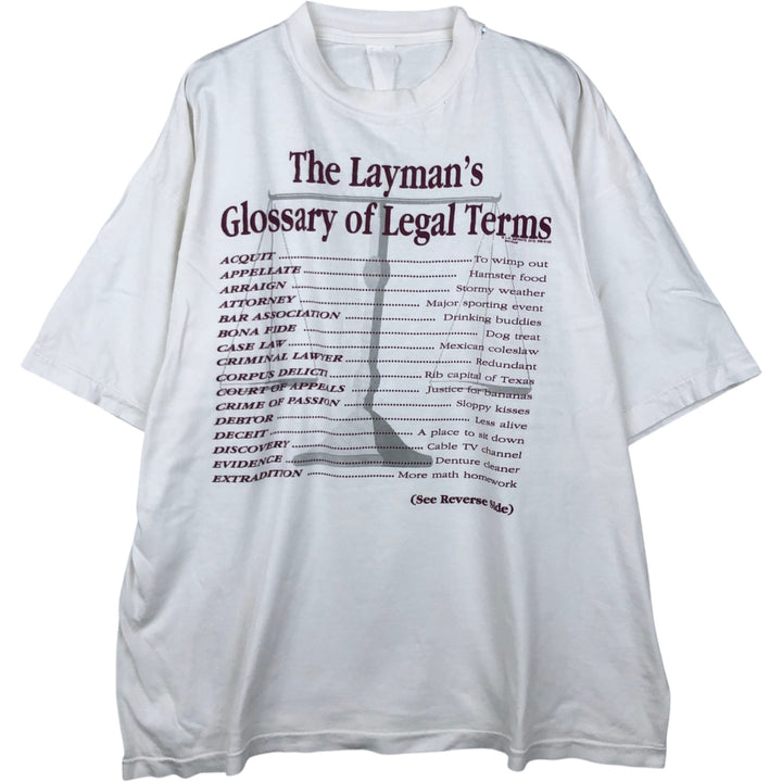 Printed T-shirt, men's size XL unclear white type Vintage Second Hand