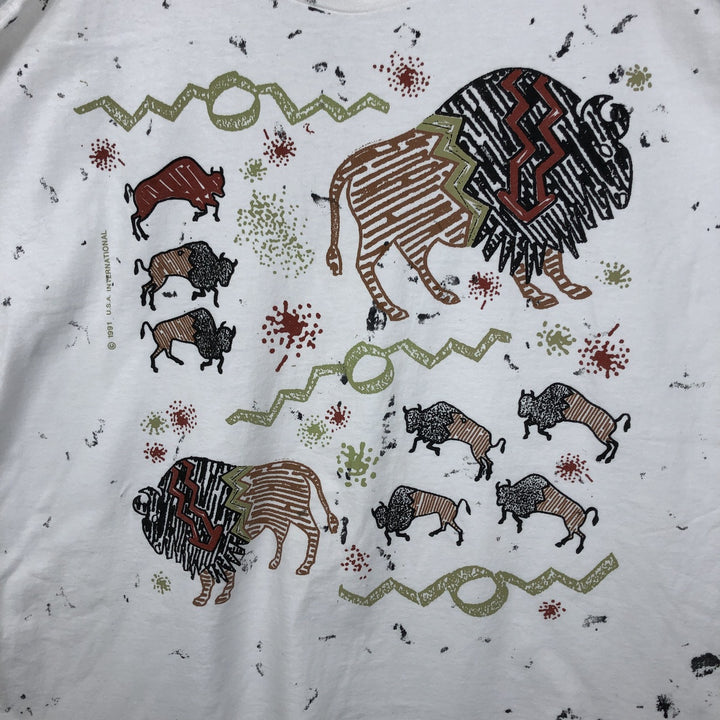 90'S WAY OUT WEST Print T-Shirt, Made in USA, Men's XL equivalent, Vintage cotton white type Vintage Second Hand