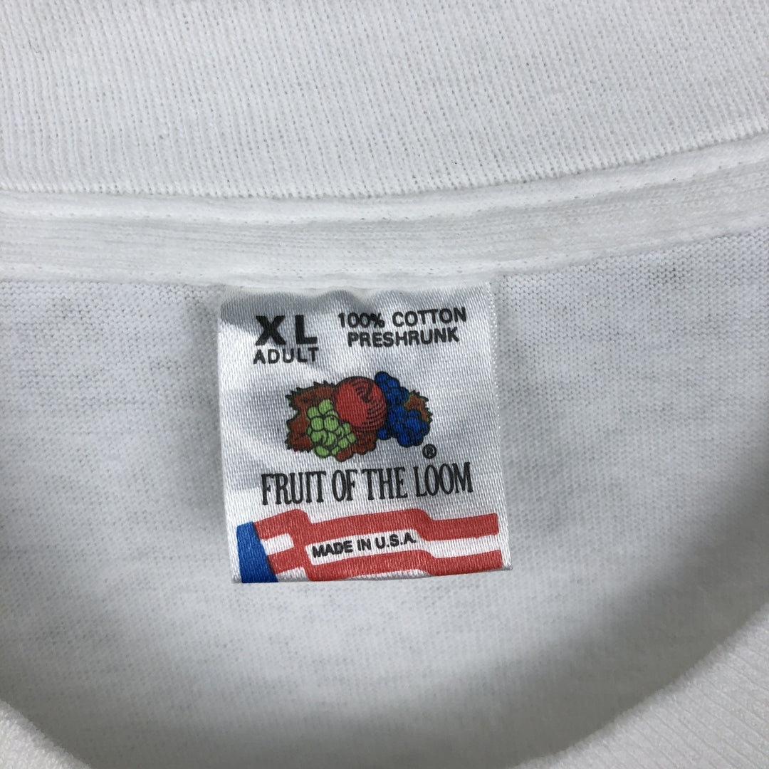 Fruit of the Loom Print T-Shirt, Made in USA, Men's XL cotton white type Vintage Second Hand