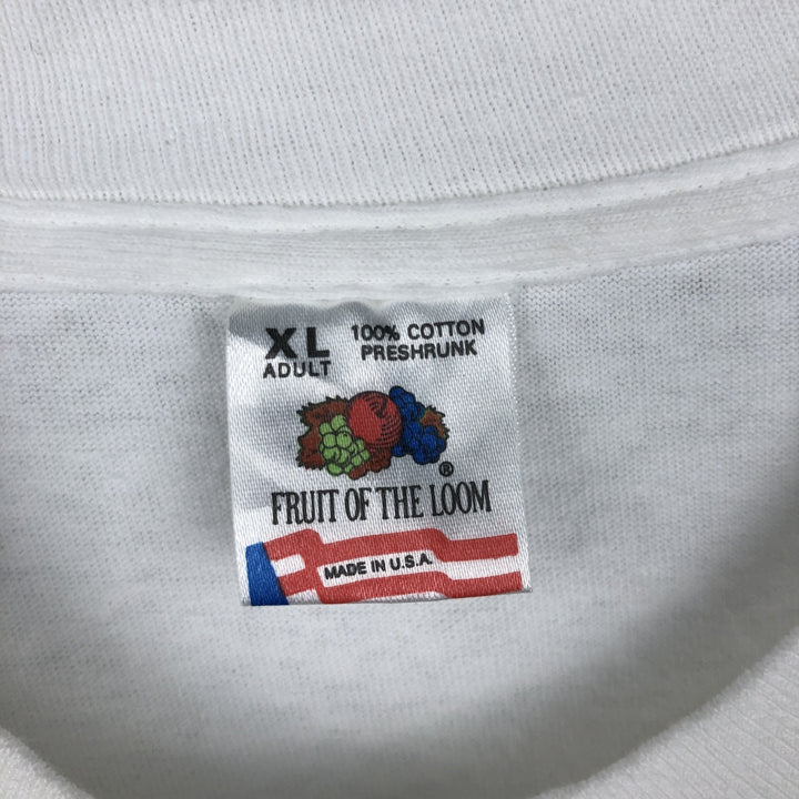 Fruit of the Loom Print T-Shirt, Made in USA, Men's XL cotton white type Vintage Second Hand