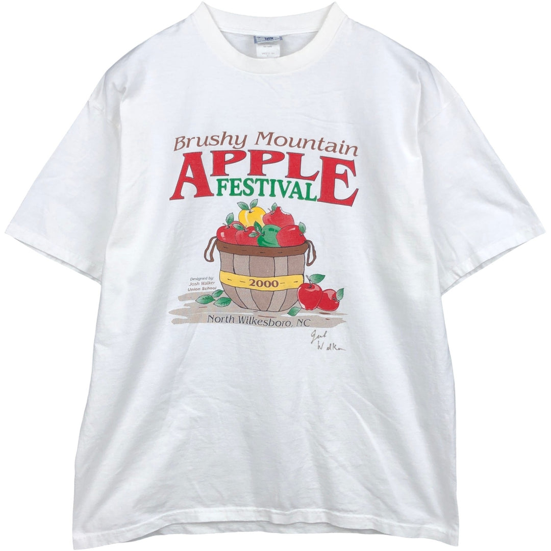 90'S Lee Print T-Shirt, Made in USA, Men's XL equivalent, Vintage cotton white type Vintage Second Hand