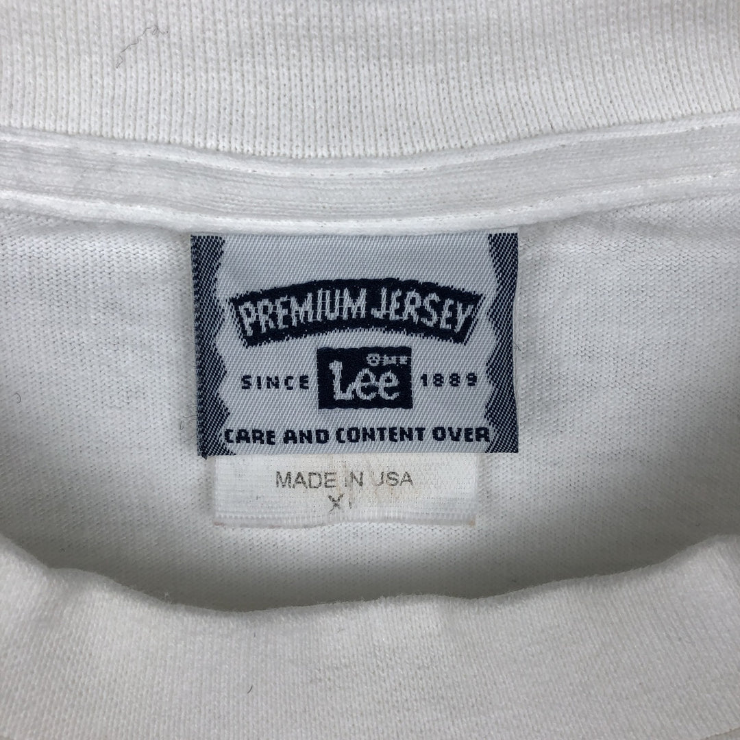 90'S Lee Print T-Shirt, Made in USA, Men's XL equivalent, Vintage cotton white type Vintage Second Hand