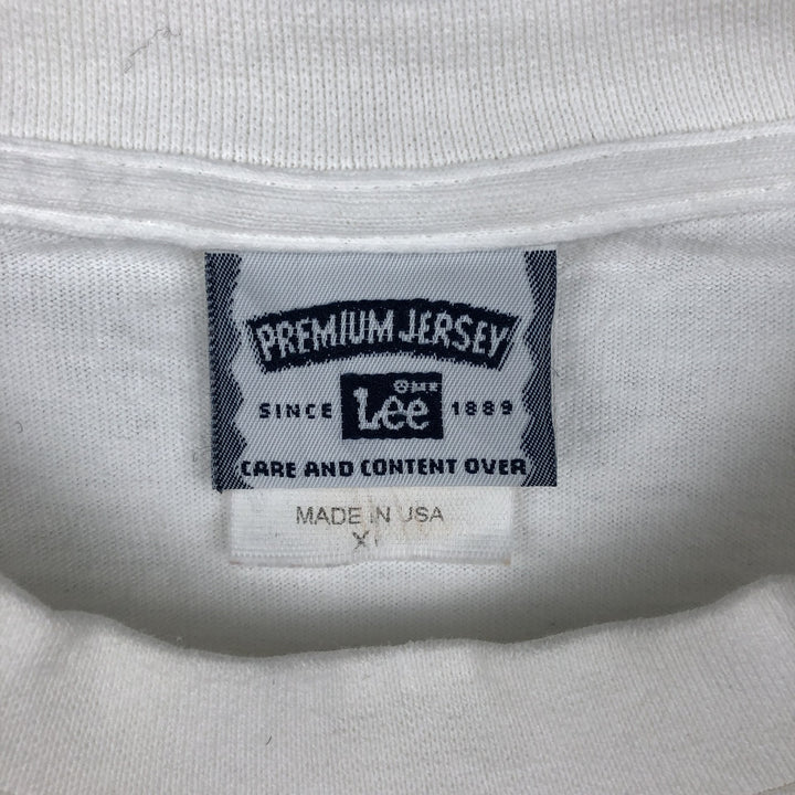 90'S Lee Print T-Shirt, Made in USA, Men's XL equivalent, Vintage cotton white type Vintage Second Hand